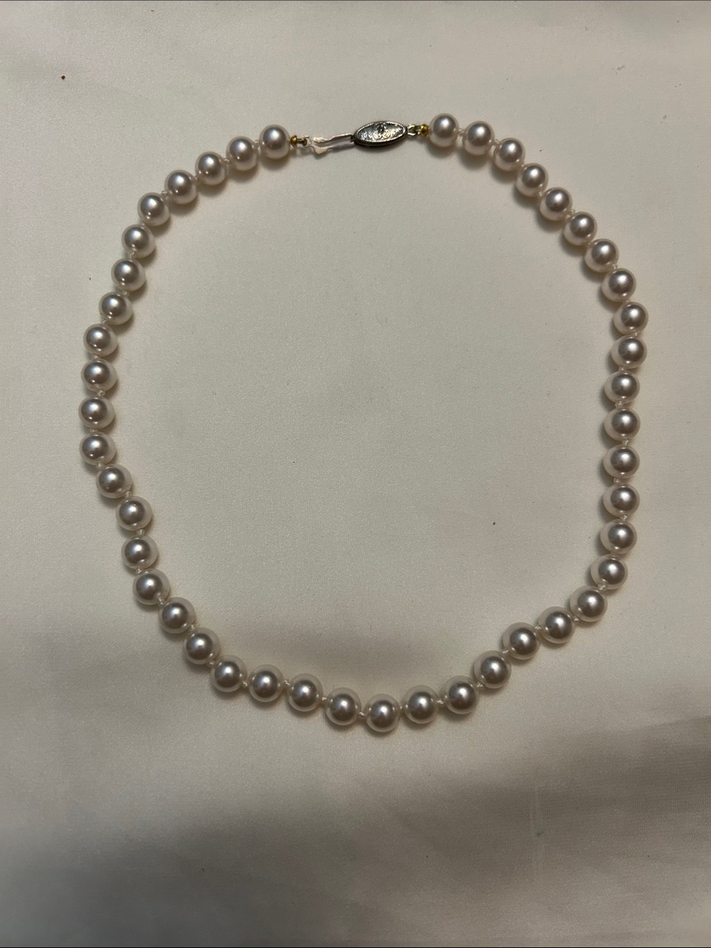 Classic White Pearl Strand Necklace with Silver Clasp